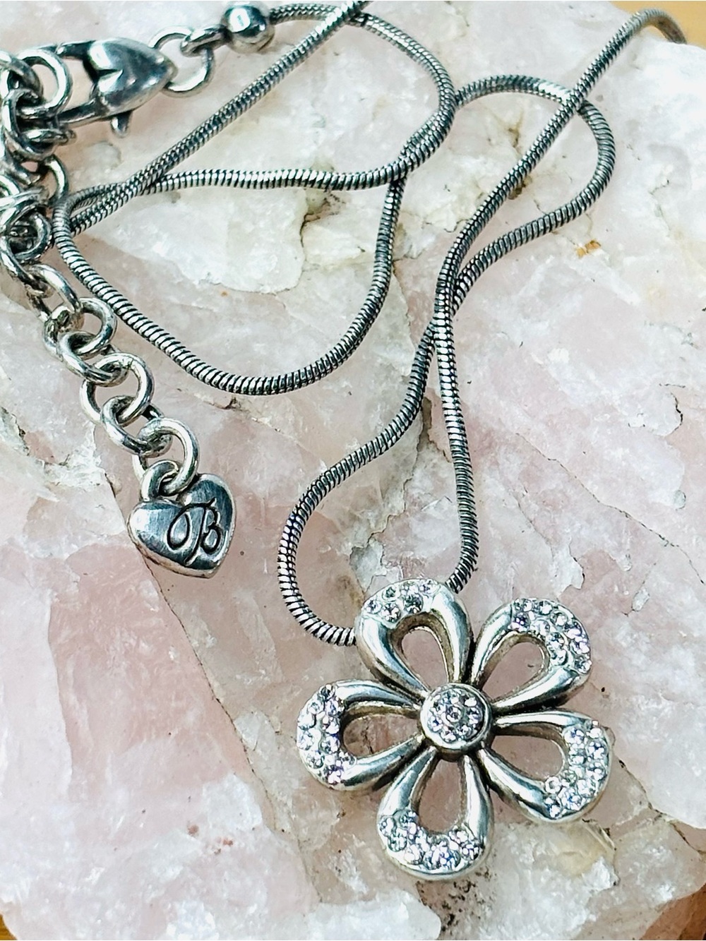 Brighton Silver Flower Necklace with Crystal Accents Trust Your Journey